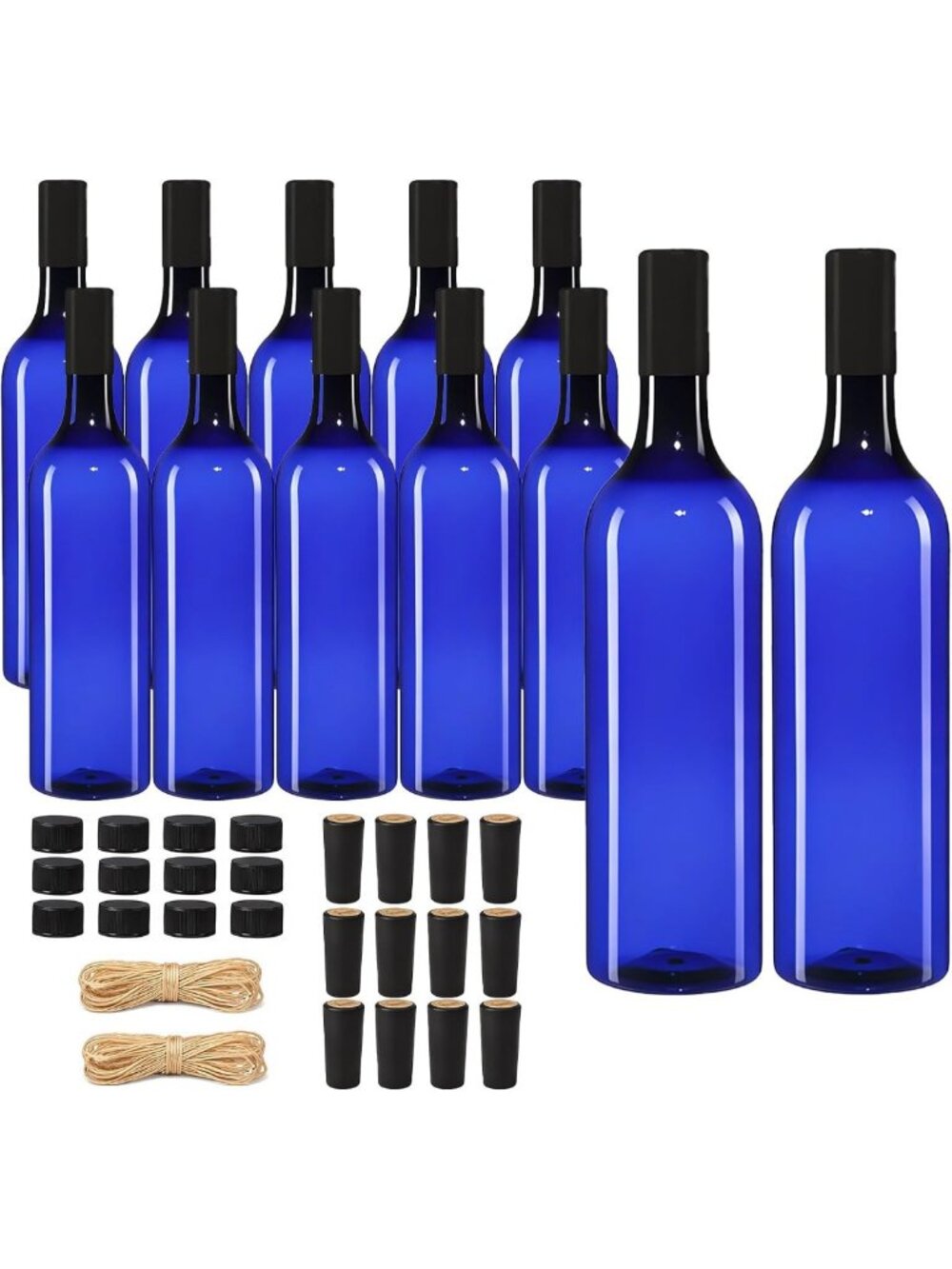 12 Pcs 750ml Blue Plastic Wine Bottles with Screw Caps - Perfect for Parties